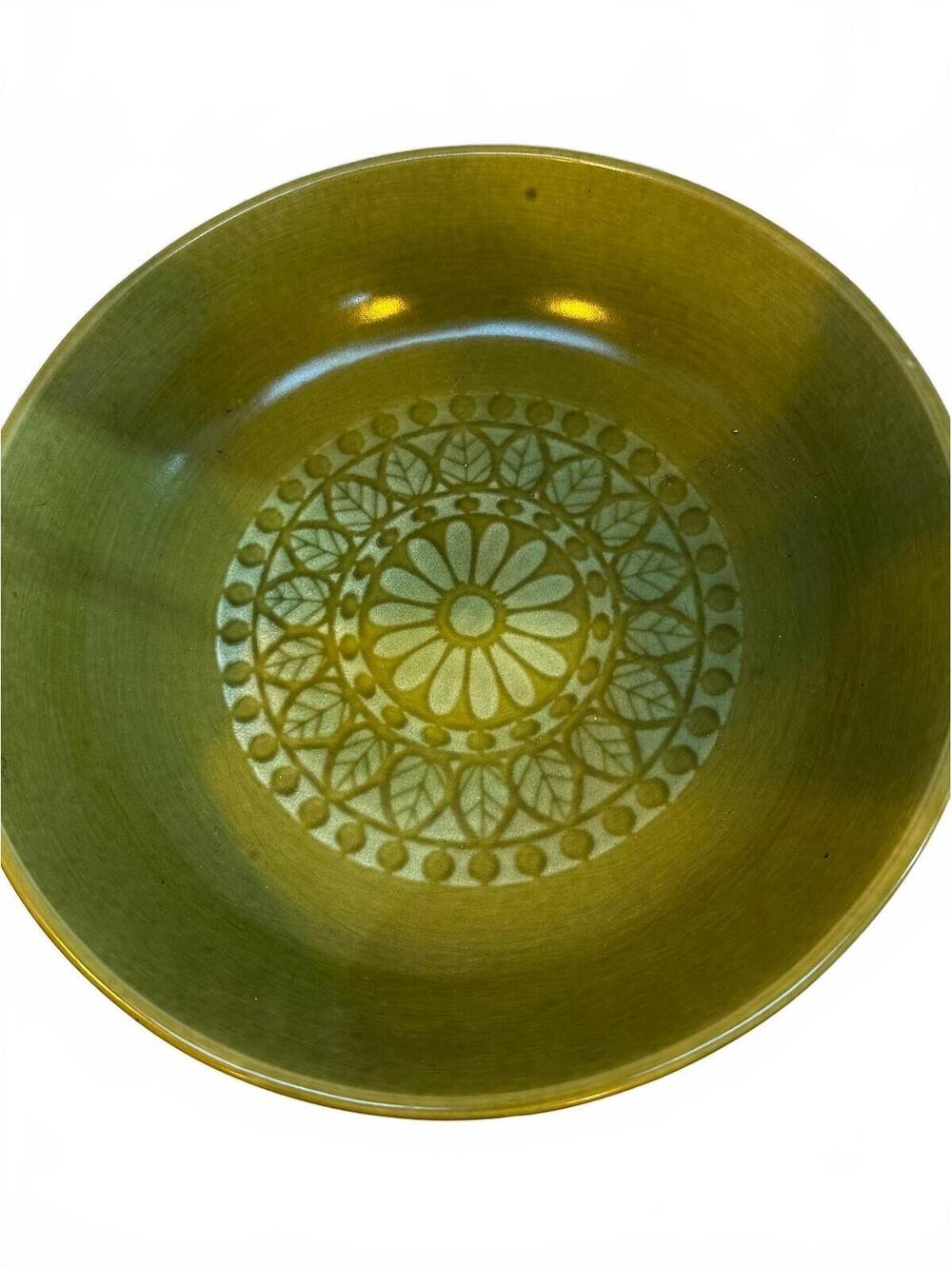Vintage Senda Stone Japan Green Stoneware Serving Bowl